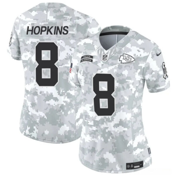 Women Kansas City Chiefs #8 Deandre Hopkins 2024 FUSE Arctic Camo Salute To Service Limited Football Stitched Jersey