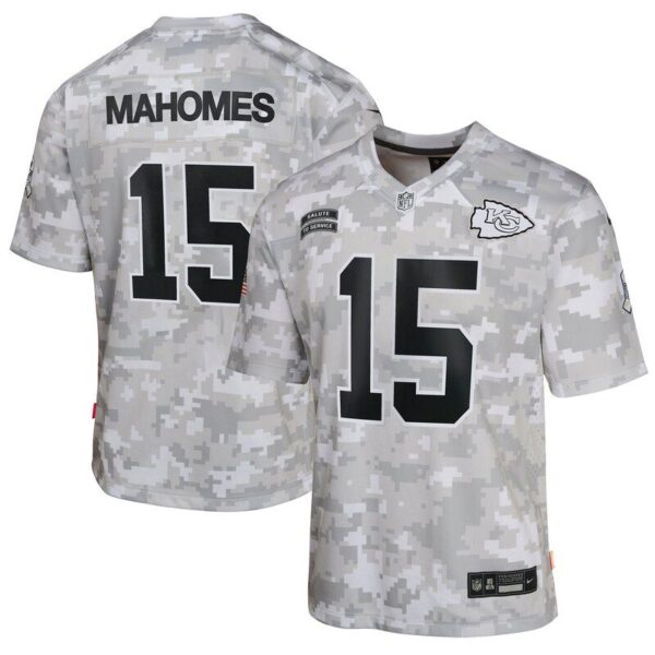 Patrick Mahomes Kansas City Chiefs Youth 2024 Salute To Service Game Jersey Arctic Camo
