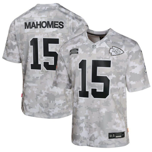 Patrick Mahomes Kansas City Chiefs Youth 2024 Salute To Service Game Jersey Arctic Camo