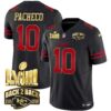 Men’s Chiefs Super Bowl LVIII & Back 2 Back Gold Patch Vapor Jersey – All Stitched – Gold Trim – Isiah Pacheco