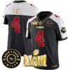 Men’s Chiefs Super Bowl LVIII & Back 2 Back Patch Vapor Jersey V3 – All Stitched – Black Alternate – Rashee Rice