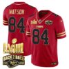 Men’s Chiefs Super Bowl LVIII & Back 2 Back Gold Patch Vapor Jersey – All Stitched – Black Red – Justin Watson