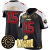 Men’s Chiefs Super Bowl LVIII & Back 2 Back Patch Vapor Jersey V3 – All Stitched – Black Alternate – Patrick Mahomes