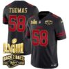 Men’s Chiefs Super Bowl LVIII & Back 2 Back Gold Patch Vapor Jersey – All Stitched – Gold Trim – Derrick Thomas