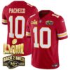 Men’s Chiefs Super Bowl LVIII & Back 2 Back Gold Patch Vapor Jersey – All Stitched – Red – Isiah Pacheco