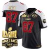 Men’s Chiefs Super Bowl LVIII & Back 2 Back Gold Patch Vapor Jersey – All Stitched – Black Alternate – Travis Kelce