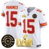 Men’s Chiefs Super Bowl LVIII & Back 2 Back Patch Vapor Jersey V3 – All Stitched – White – Patrick Mahomes