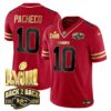 Men’s Chiefs Super Bowl LVIII & Back 2 Back Gold Patch Vapor Jersey – All Stitched – Black Red – Isiah Pacheco