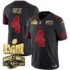 Men’s Chiefs Super Bowl LVIII & Back 2 Back Gold Patch Vapor Jersey – All Stitched – Gold Trim – Rashee Rice