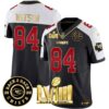 Men’s Chiefs Super Bowl LVIII & Back 2 Back Patch Vapor Jersey V3 – All Stitched – Black Alternate – Justin Watson