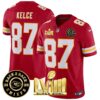 Men’s Chiefs Super Bowl LVIII & Back 2 Back Patch Vapor Jersey V3 – All Stitched – Red – Travis Kelce