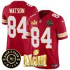 Men’s Chiefs Super Bowl LVIII & Back 2 Back Patch Vapor Jersey V3 – All Stitched – Red – Justin Watson