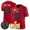 Men’s Chiefs Super Bowl LVIII & Back 2 Back Patch Vapor Jersey V3 – All Stitched – Red Special – Justin Watson