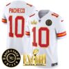 Men’s Chiefs Super Bowl LVIII & Back 2 Back Patch Vapor Jersey V3 – All Stitched – White – Isiah Pacheco