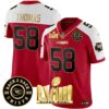 Men’s Chiefs Super Bowl LVIII & Back 2 Back Patch Vapor Jersey V3 – All Stitched – Red Alternate – Derrick Thomas