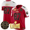 Men’s Chiefs Super Bowl LVIII & Back 2 Back Patch Vapor Jersey V3 – All Stitched – Red Alternate – Travis Kelce