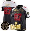 Men’s Chiefs Super Bowl LVIII & Back 2 Back Patch Vapor Jersey V3 – All Stitched – Black Alternate – Travis Kelce