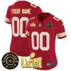 Chiefs Super Bowl LVIII & Back 2 Back Gold Patch Vapor Custom Jersey V3 – All Stitched – Women – Red
