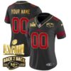 Chiefs Super Bowl LVIII & Back 2 Back Gold Patch Vapor Custom Jersey – All Stitched – Women – Gold Trim