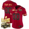 Chiefs Super Bowl LVIII & Back 2 Back Gold Patch Vapor Custom Jersey – All Stitched – Women – Black Red