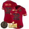 Women’s Chiefs Super Bowl LVIII & Back 2 Back Patch Vapor Jersey V3 – All Stitched – Black Red – Nick Bolton