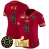 Women’s Chiefs Super Bowl LVIII & Back 2 Back Patch Vapor Jersey V3 – All Stitched – Black Red – Rashee Rice