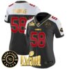 Women’s Chiefs Super Bowl LVIII & Back 2 Back Patch Vapor Jersey V3 – All Stitched – Black Alternate – Derrick Thomas