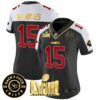 Women’s Chiefs Super Bowl LVIII & Back 2 Back Patch Vapor Jersey V3 – All Stitched – Black Alternate – Patrick Mahomes