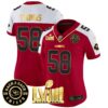 Women’s Chiefs Super Bowl LVIII & Back 2 Back Patch Vapor Jersey V3 – All Stitched – Red Alternate – Derrick Thomas