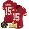 Women’s Chiefs Super Bowl LVIII & Back 2 Back Patch Vapor Jersey V3 – All Stitched – Red – Patrick Mahomes