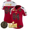 Women’s Chiefs Super Bowl LVIII & Back 2 Back Patch Vapor Jersey V3 – All Stitched – Red Alternate – Justin Watson