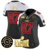 Women’s Chiefs Super Bowl LVIII & Back 2 Back Patch Vapor Jersey V3 – All Stitched – Black Alternate – Travis Kelce