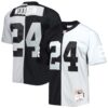 Charles Woodson Las Vegas Raiders Mitchell Ness 1998 Split Legacy Replica Jersey Black Silver
