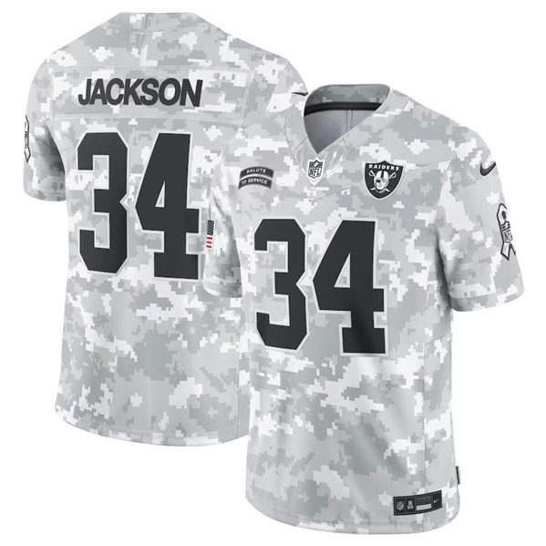 Las Vegas Raiders #34 Bo Jackson Arctic Camo 2024 FUSE Salute To Service Limited Football Stitched Jersey