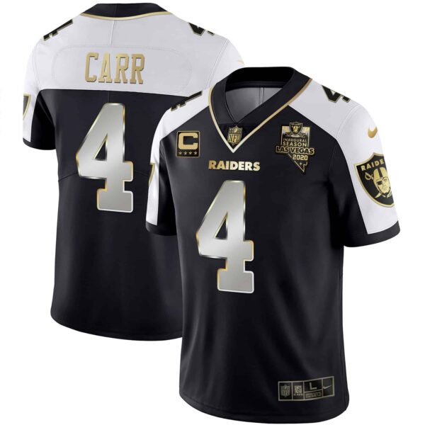 Men’s Raiders Alternate Vapor Black Gold & Black Inverted Limited Inaugural Season Patch – All Stitched – Alternate Limited – Derek Carr