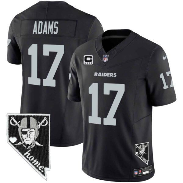 Men’s Raiders Nevada Home Patch Vapor Jersey – All Stitched – Black – Davante Adams