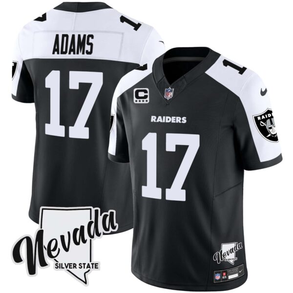 Men’s Raiders Nevada Silver State Patch Vapor Jersey V2 – All Stitched – Black Alternate – Davante Adams