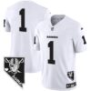 Men’s Raiders Nevada Home Patch Vapor Jersey – All Stitched – White – #1 Team