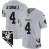 Men’s Raiders Nevada Home Patch Vapor Jersey – All Stitched – Gray – Aidan O’Connell