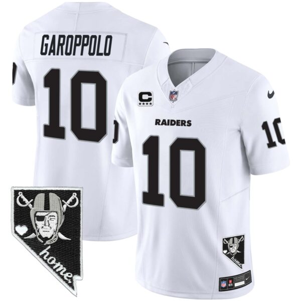 Men’s Raiders Nevada Home Patch Vapor Jersey – All Stitched – White – Jimmy Garoppolo