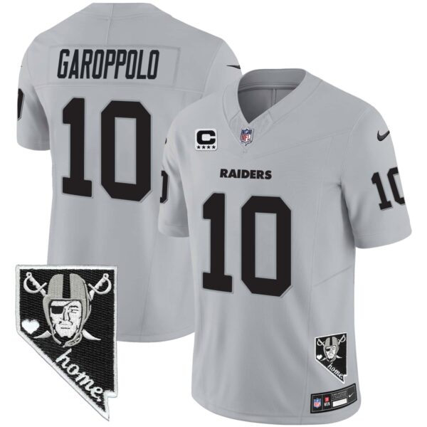 Men’s Raiders Nevada Home Patch Vapor Jersey – All Stitched – Gray – Jimmy Garoppolo