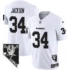 Men’s Raiders Nevada Home Patch Vapor Jersey – All Stitched – White – Bo Jackson