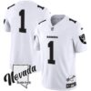 Men’s Raiders Nevada Silver State Patch Vapor Jersey V2 – All Stitched – White – #1 Team