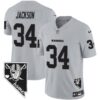Men’s Raiders Nevada Home Patch Vapor Jersey – All Stitched – Gray – Bo Jackson
