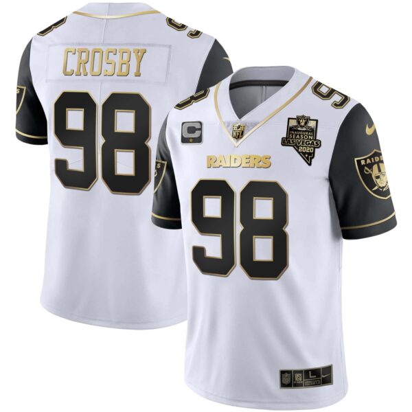 Men’s Raiders Alternate Vapor Black Gold & Black Inverted Limited Inaugural Season Patch – All Stitched – Black Sleeves – Maxx Crosby