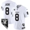 Men’s Raiders Nevada Home Patch Vapor Jersey – All Stitched – White – Josh Jacobs