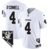 Men’s Raiders Nevada Home Patch Vapor Jersey – All Stitched – White – Aidan O’Connell