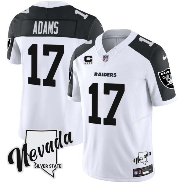 Men’s Raiders Nevada Silver State Patch Vapor Jersey V2 – All Stitched – Inverted – Davante Adams
