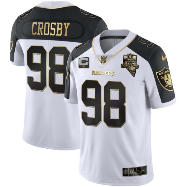 Men’s Raiders Alternate Vapor Black Gold & Black Inverted Limited Inaugural Season Patch – All Stitched – Black Inverted – Maxx Crosby