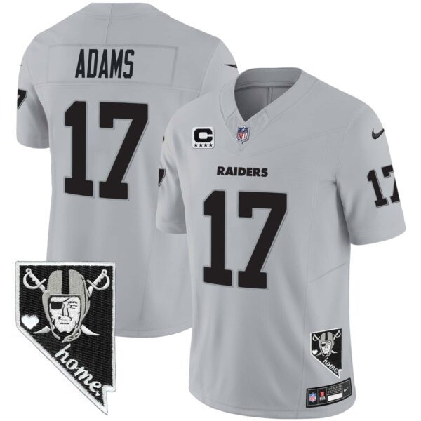 Men’s Raiders Nevada Home Patch Vapor Jersey – All Stitched – Gray – Davante Adams